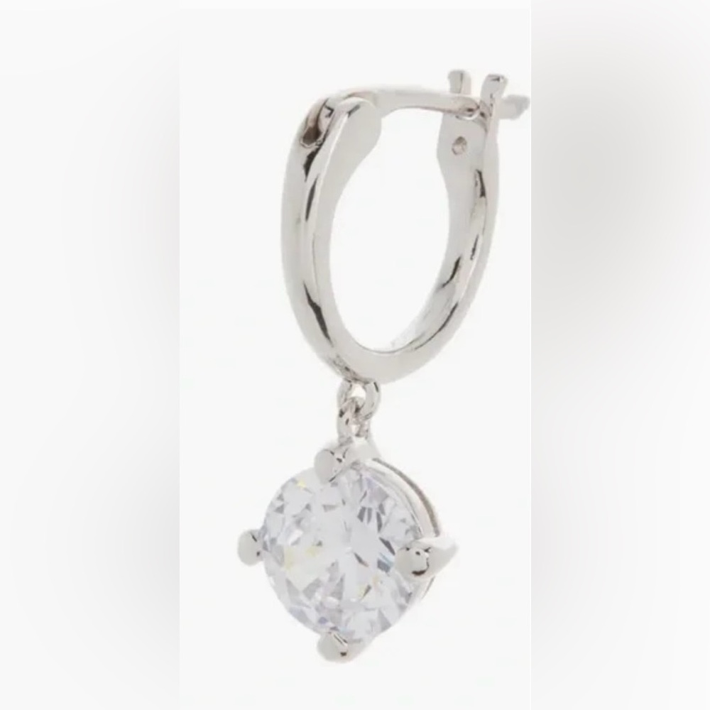 NADRI Round CZ Drop Huggie Hoop Earring